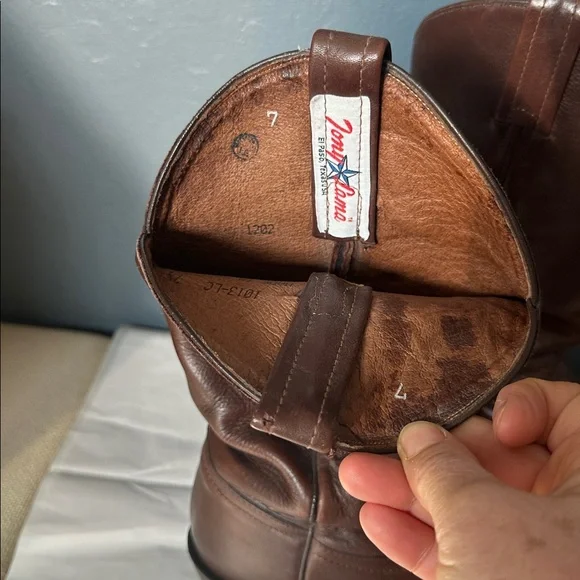 Tony Lama Chestnut Leather Western Boots - Picture 2 of 7